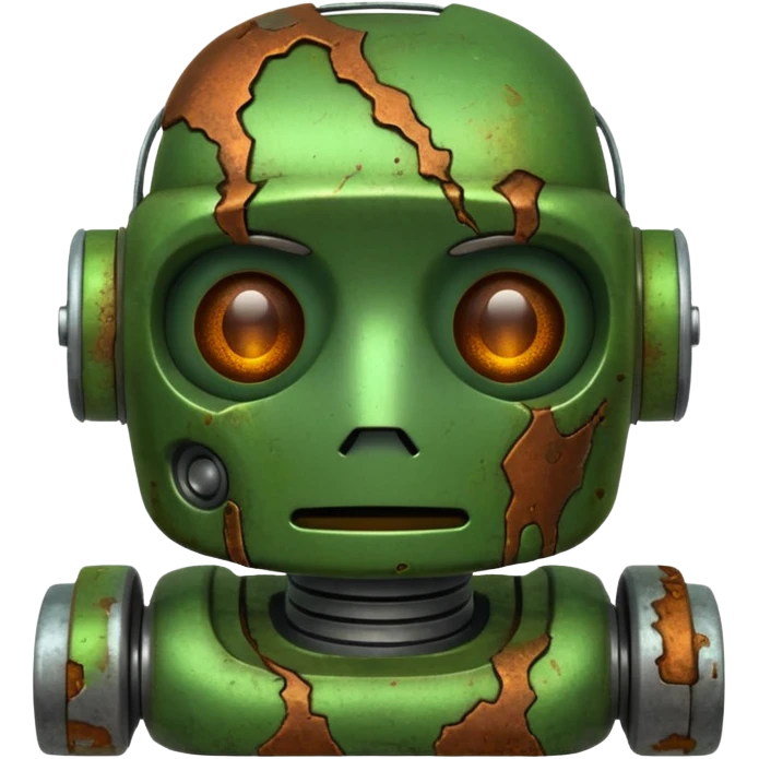 make a tired old robot emoji, covered in green sludge emoji