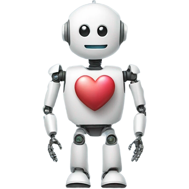 the robot holds a heart in its hand emoji