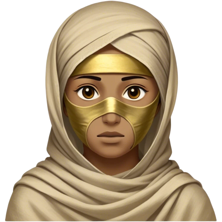Regal and timeless, fully wrapped in meticulously aged bandages, even its face veiled in layers of ancient cloth with only faint glimpses of deep, solemn eyes peering through, adorned with faded gold accents, exuding an air of forgotten majesty and solemn duty, highly detailed, softly glowing, evoking the dignified mystery of an eternal guardian watching over lost secrets! emoji