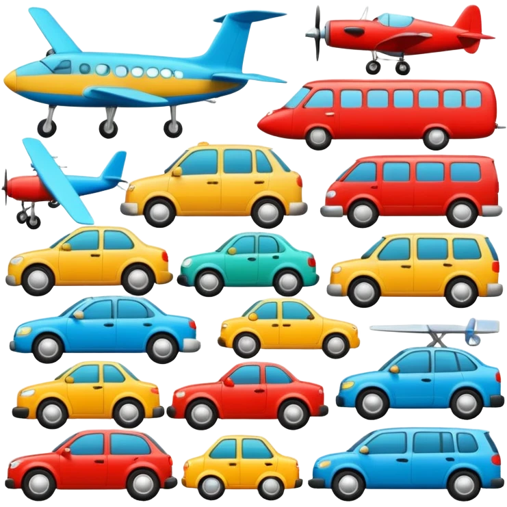 Emoji puzzle using objects or vehicles only.
Example: cars, bicycles, planes, tools.
One emoji slightly rotated or different shade.
Very subtle difference.
Modern flat design. emoji