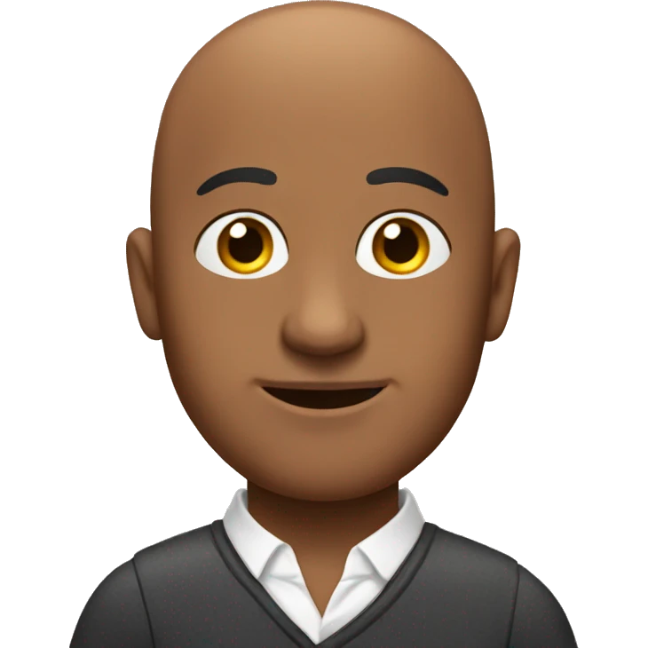 Bald brown man with penguin emoji
