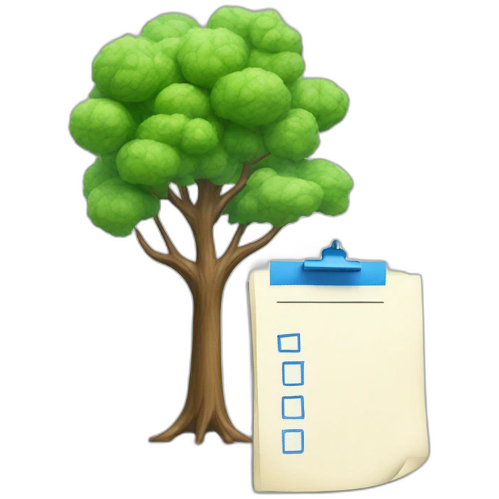 check list and blue tree emoji