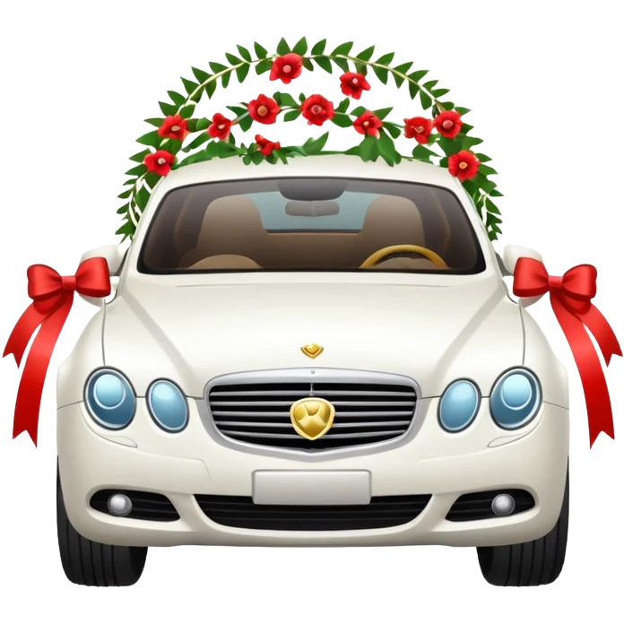 luxury car with wedding decorations emoji