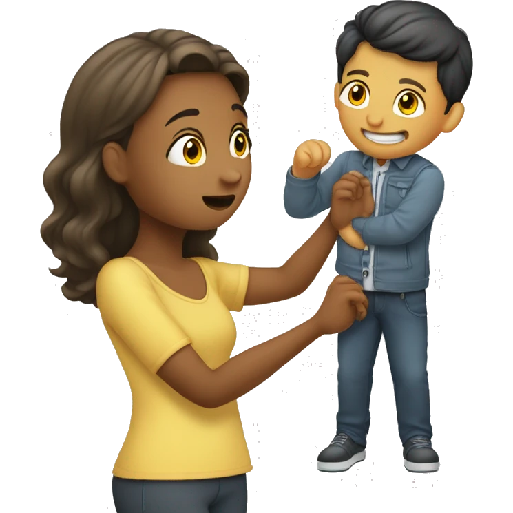 faça uma menina loira beijando um menino com luzes loiras  emoji