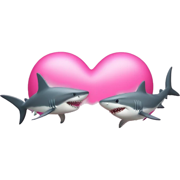 pink love heart with sharks emoji