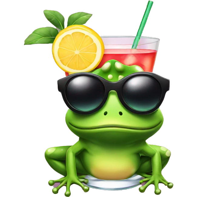 Frog with sunglasses and a cocktail  emoji