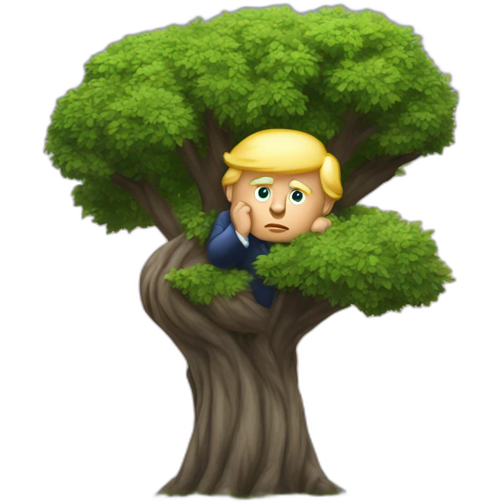 Donald trump qui fait un calin à un arbre emoji