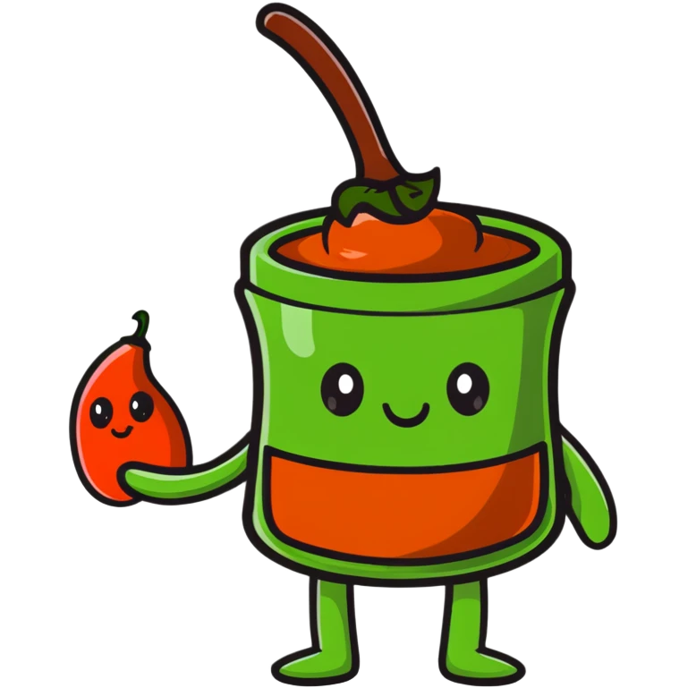 cute cartoon red chili chutney character with spicy expression emoji