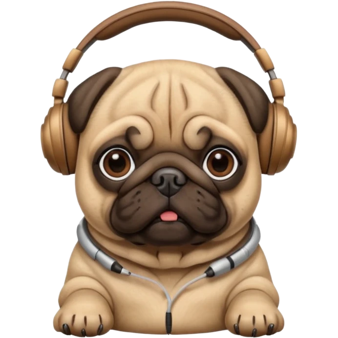 Pug with headphones emoji