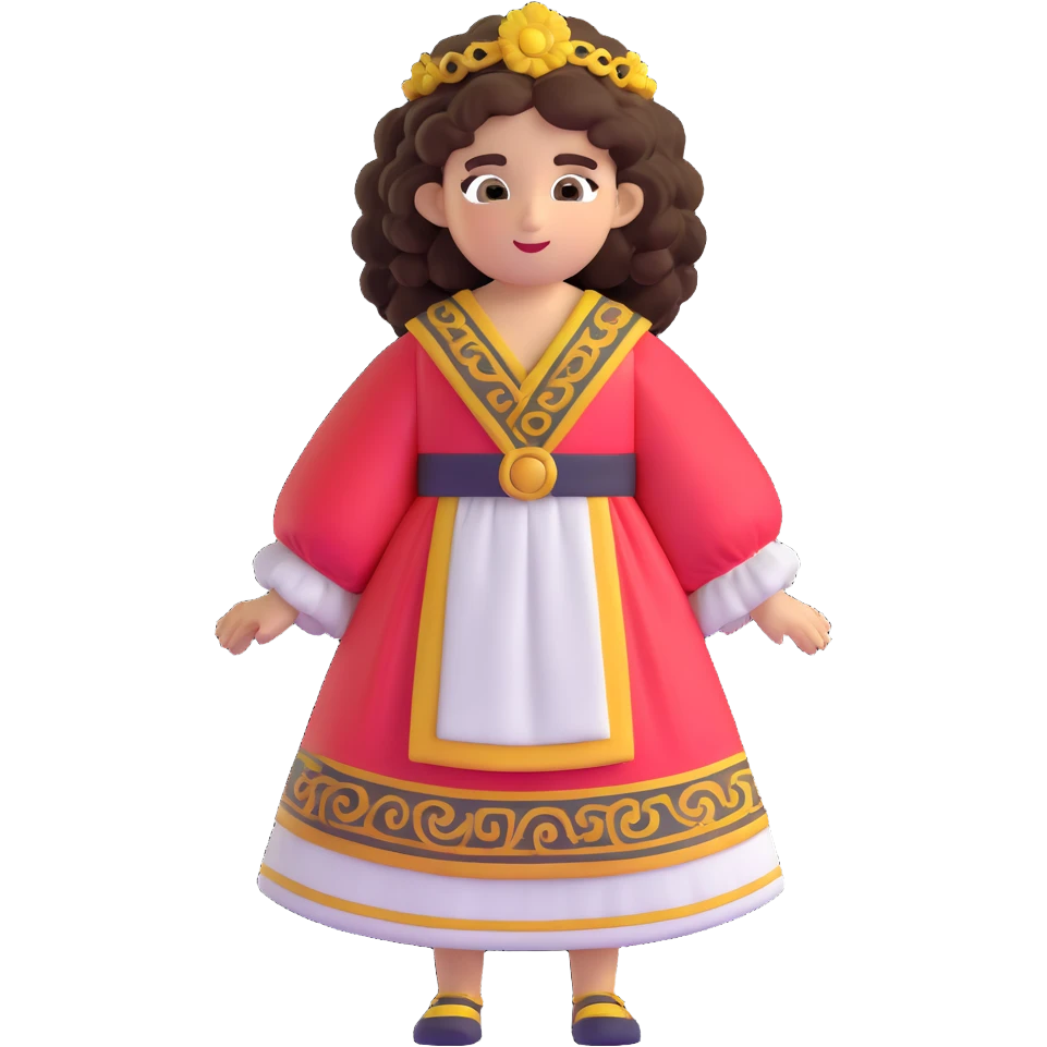 Beautiful Greek character with big puffy curly hair wearing cute traditional clothing emoji