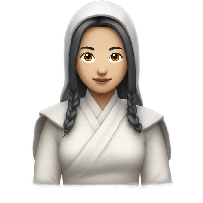 动漫美女，有着淡蓝色的单马尾头发，表情高冷 emoji