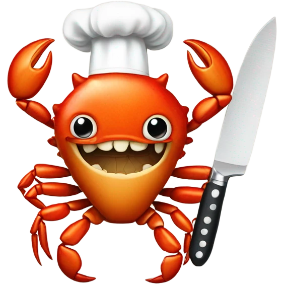 Maryland crab holding a chef knife emoji