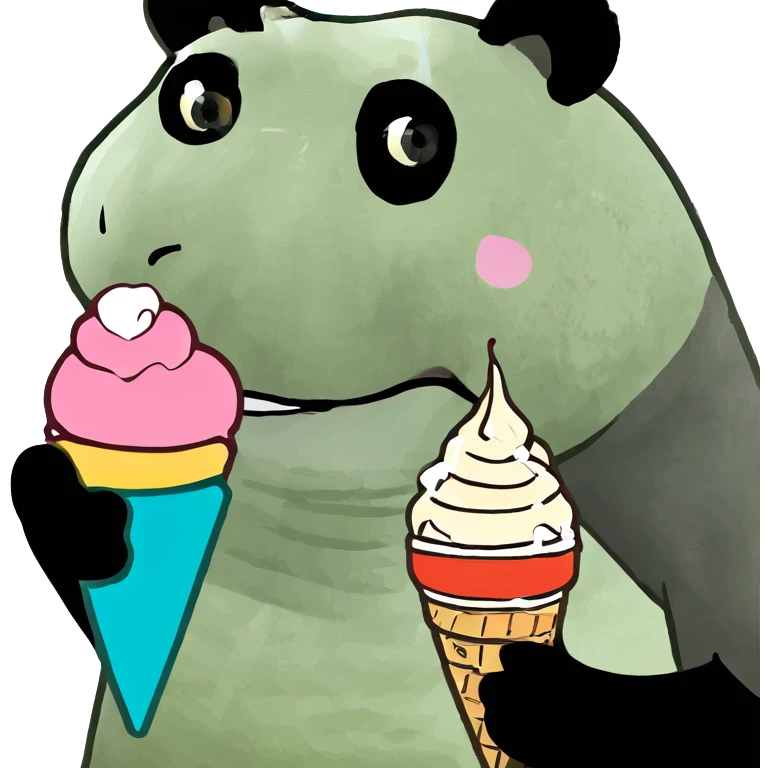 Panda eating ice cream emoji