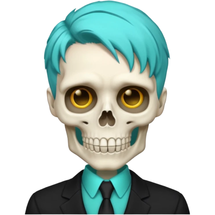 turkoise haired skeleton emoji