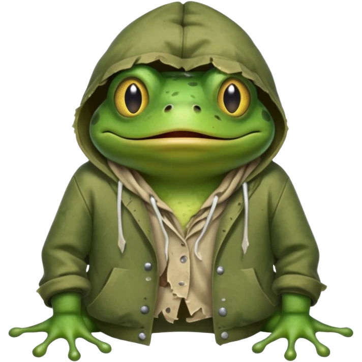 homeless frog with torn dirty clothes

 emoji