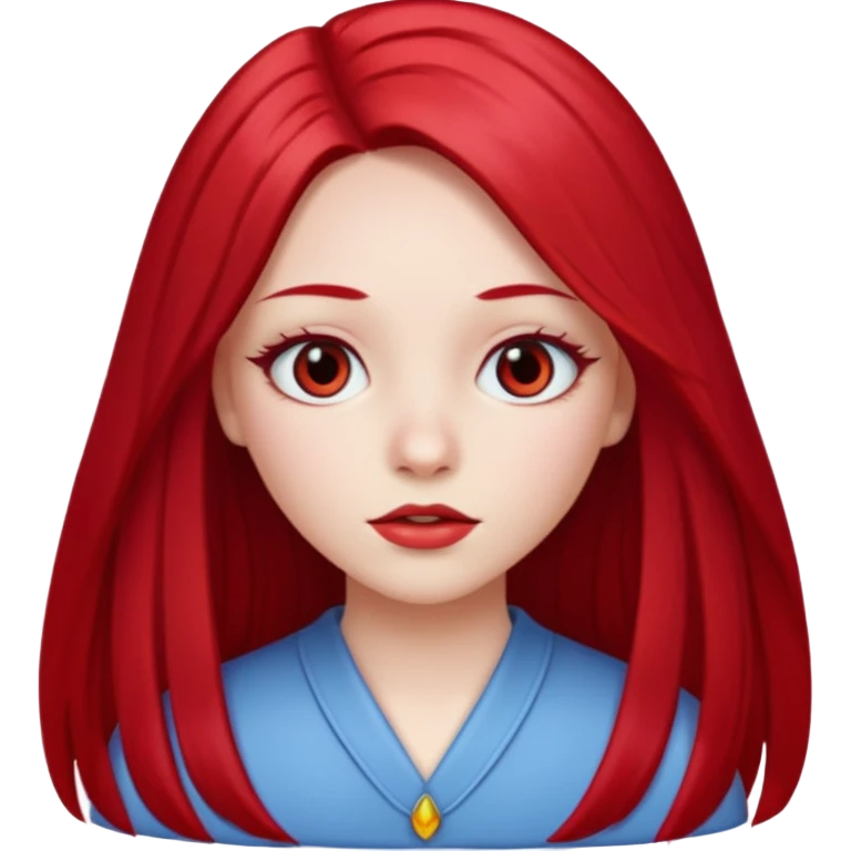 white skin girl with cherry red long straight hair parted in the middle emoji