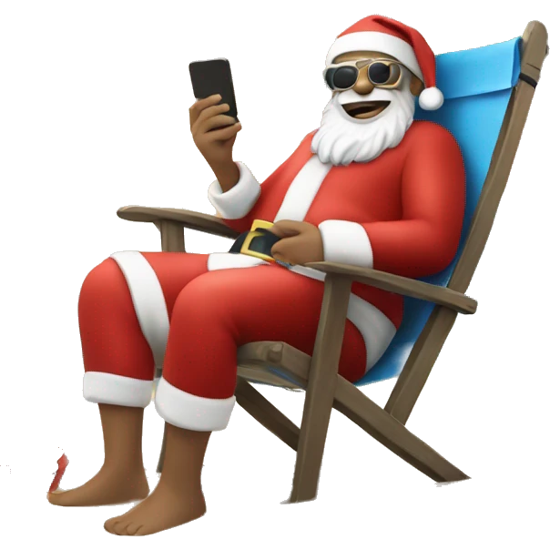 Santa relaxing on the beach emoji