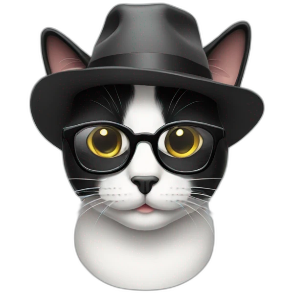 black-cat-with-glasses-and-hat emoji