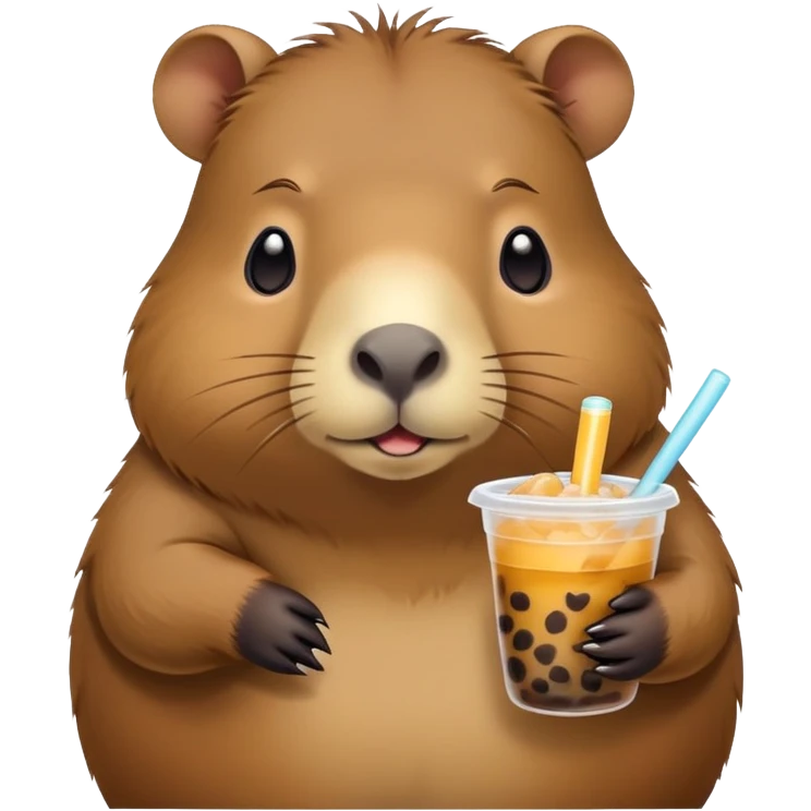 Cappybara holding boba emoji