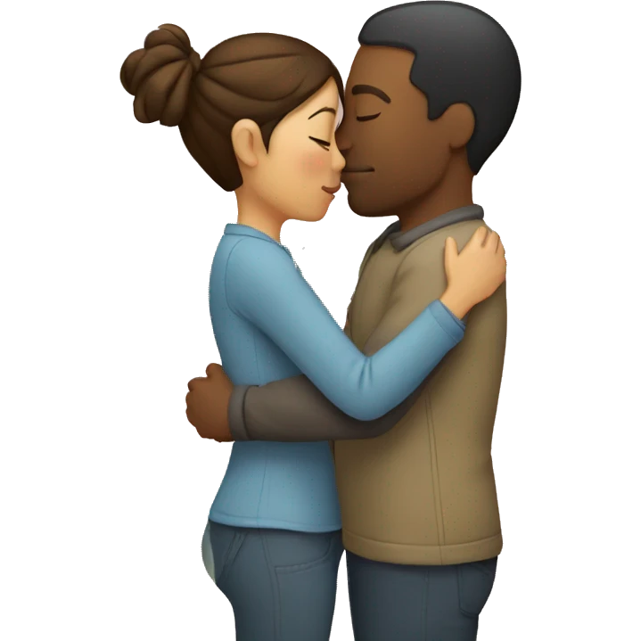 wife hugging her husband giving a kiss emoji