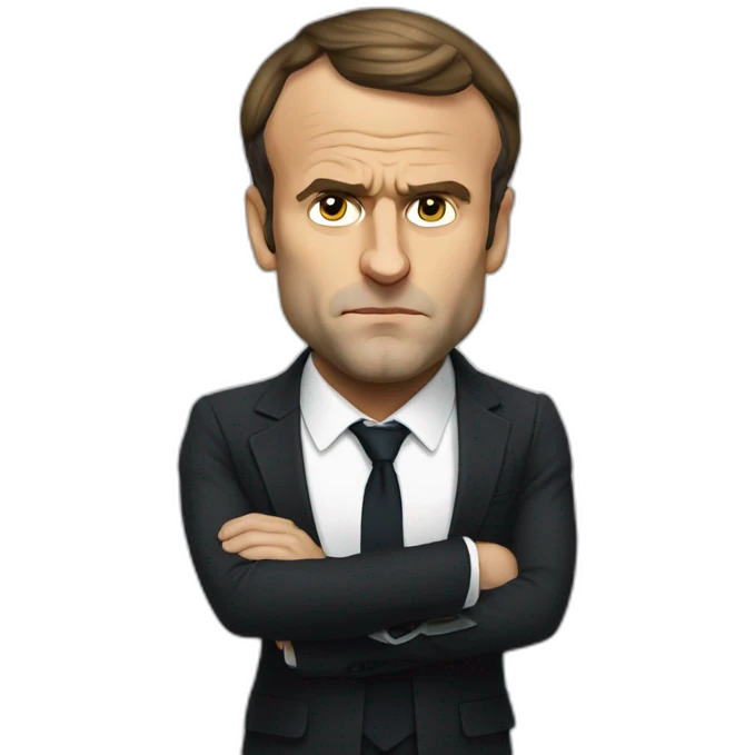 Emmanuel Macron being serious emoji