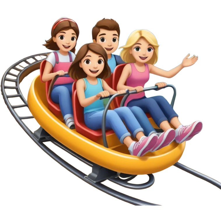 Two girls and one guy riding a mountain coaster emoji