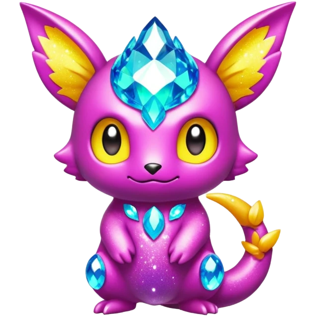 Randomly-colored sparkly chibi Fakémon-creature emoji