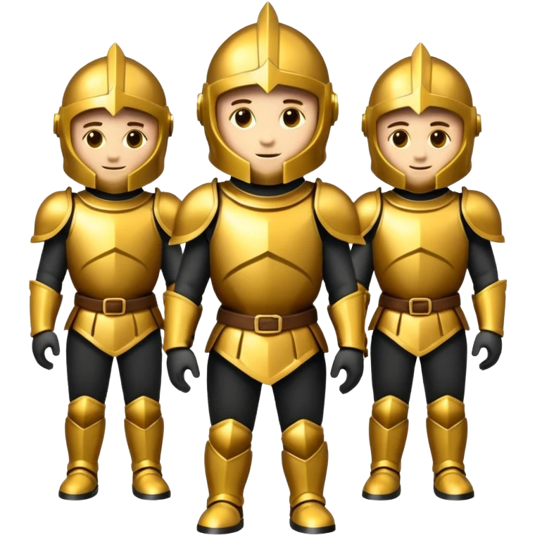 group of golden knights in shadows, emoji style emoji