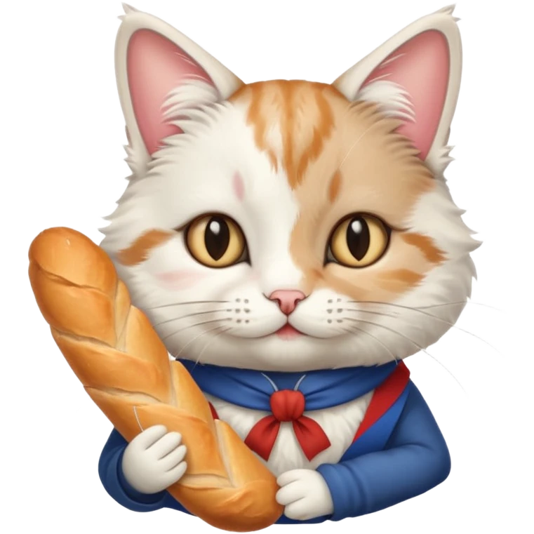 French cat with baguette  emoji