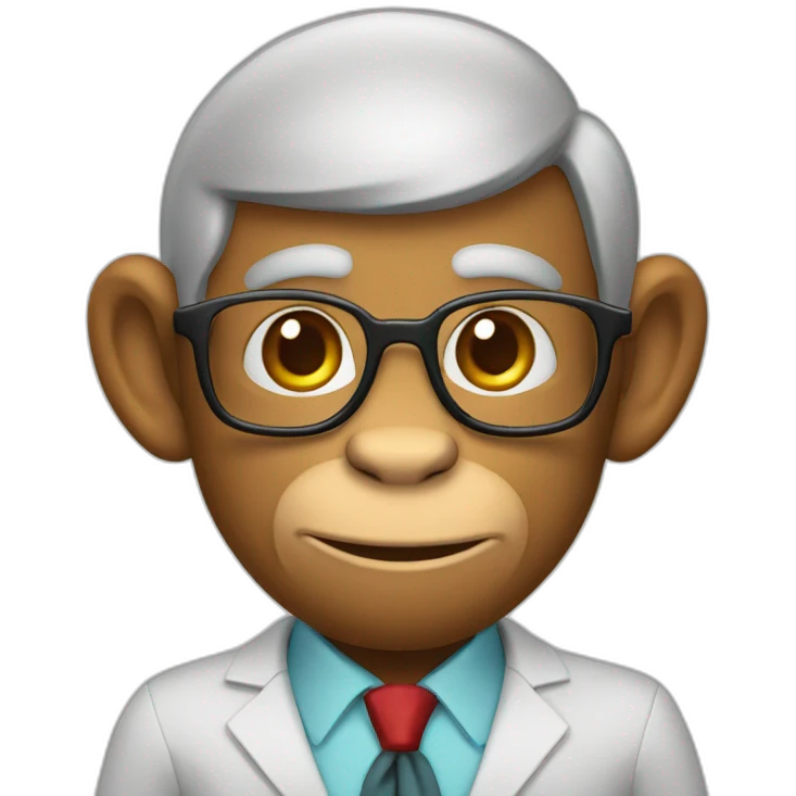 a Monkey professor analazyng the stock market emoji