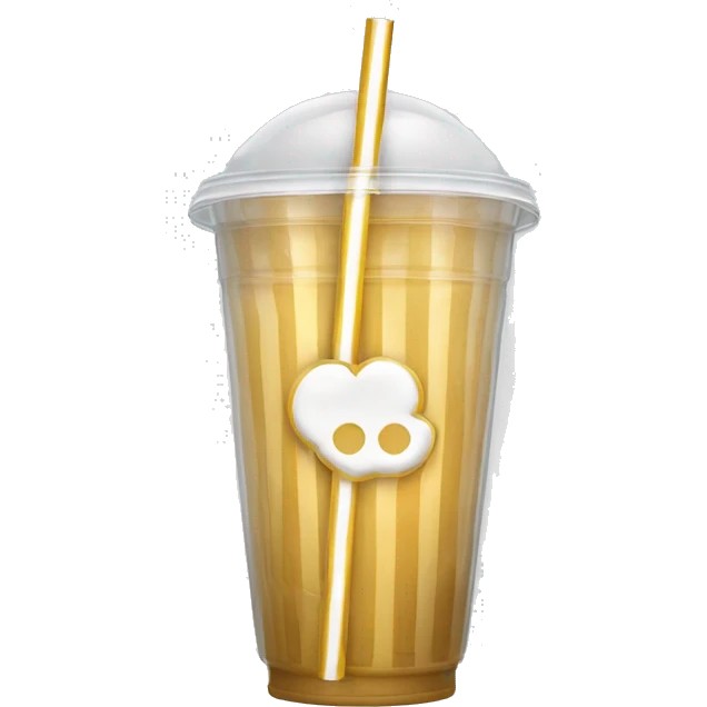 a single gold white striped straw in a see through cup emoji