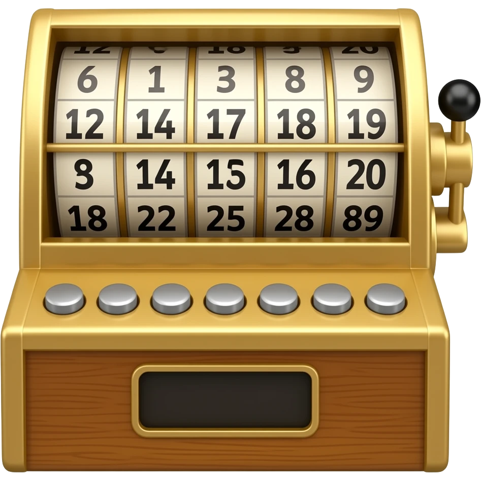 Old fashion lotto numbers machine emoji