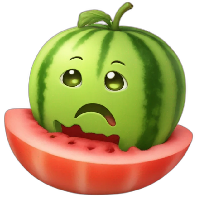 Chat sur une pasteque emoji