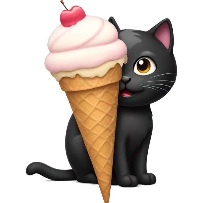 black cat with ice cream emoji