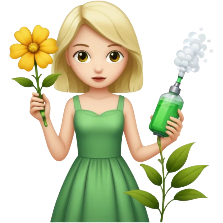 دختری که سم میپاشه روی گل emoji