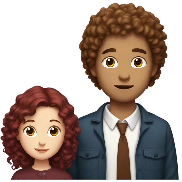 White boy with brown curly hair kissing burgundy hair white girl, they have close eyes  emoji