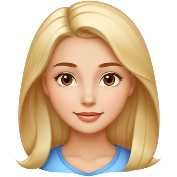 Create a 3D emoji in iOS emoji aesthetic style of a beautiful woman. She has smooth skin, shiny hair, soft facial features, and a gentle warm smile. Lighting is bright and balanced, with clean white background and soft shadows. The design should look expressive, glossy like real iPhone emojis

 emoji