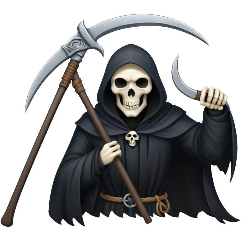 A grim reaper figure, holding a scythe emoji