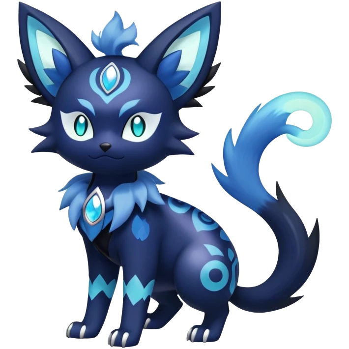 Shiny Evil mExotic Badass Colorful Ethereal Royal Mysterious Gothic Meowstic-Zorua-Litten-Noibat-Pokémon-Fakémon-hybrid-creature (full body) with random pattern-markings emoji