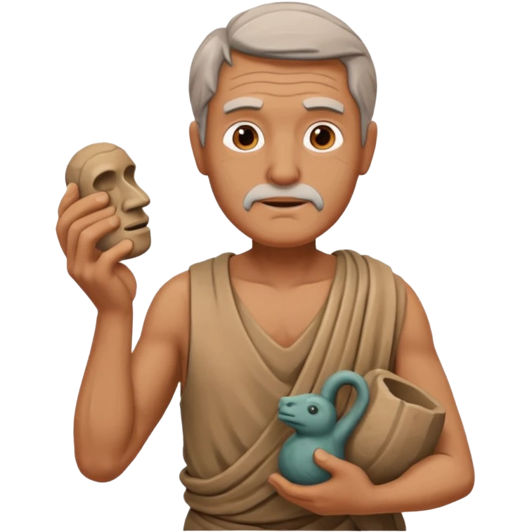 Ancient  man  with clay sculpture emoji
