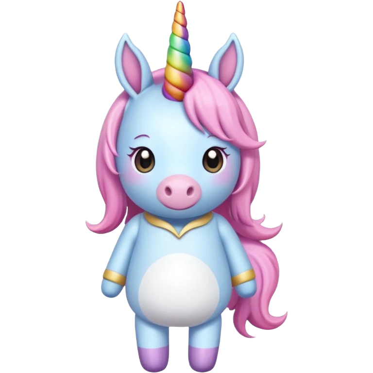 Unicorn wearing a labubu outfit emoji