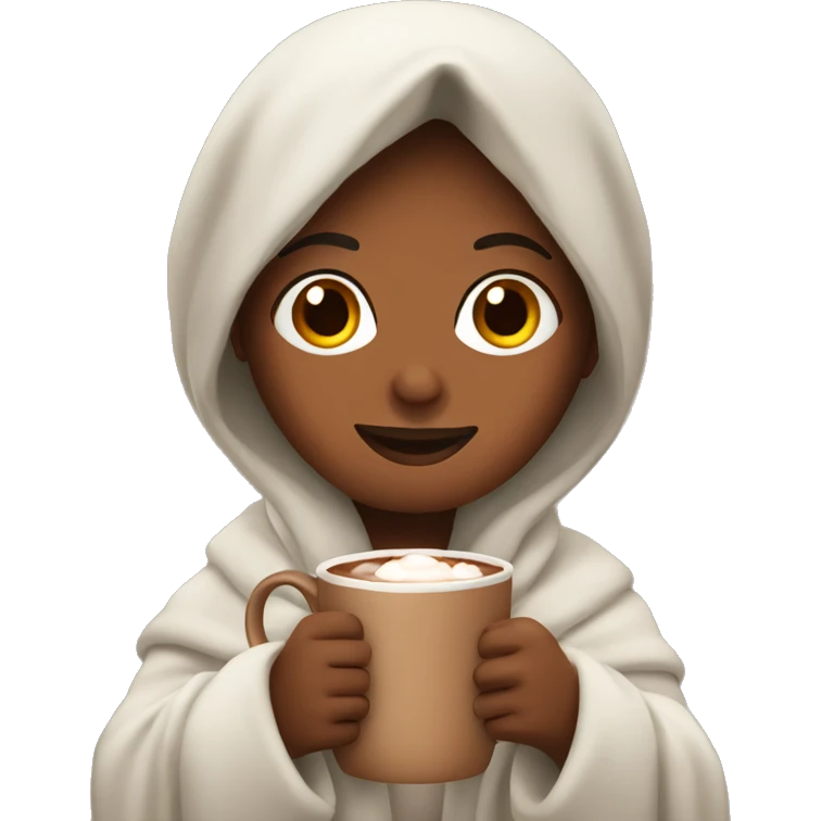 Woman with blanket holding a hot chocolate  emoji