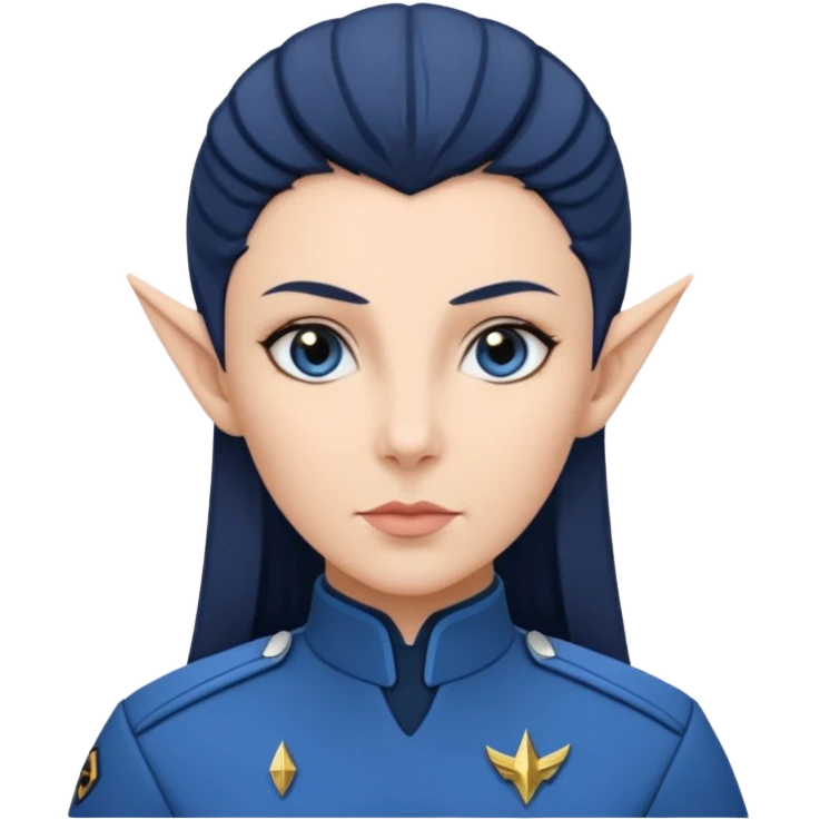 female Vulcan in Starfleet blue uniform (Star Trek) no green face emoji