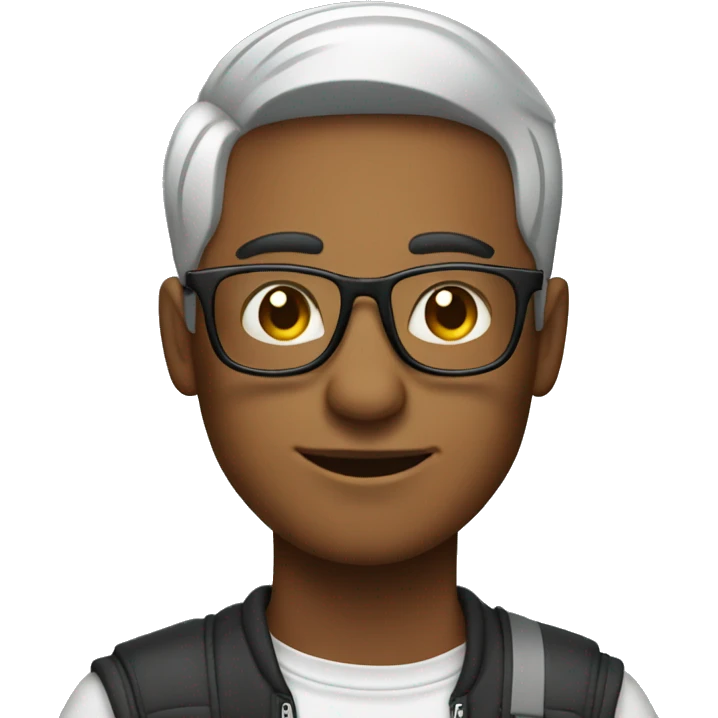 20's year old man with macbook wearing glasse emoji