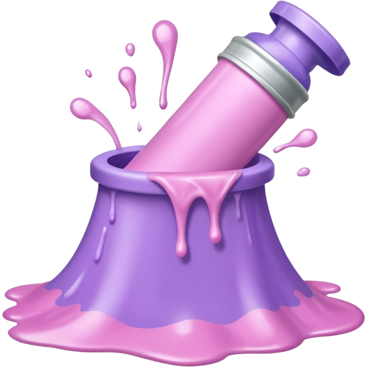 pastel pink and lilac hair dye tubes, caps off, dye spilling out emoji