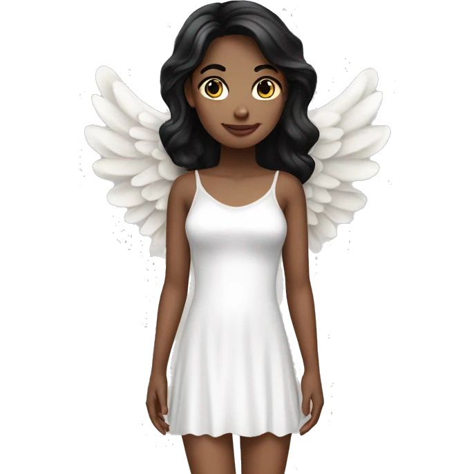 Angel black haired and fair skin girl with mini dress emoji