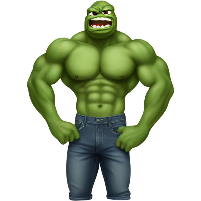 Body builder Pepe the frog tearing off shirt emoji