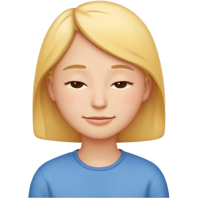 A simple emoji-style character with a gentle, soft smile and eyes peacefully closed from kindness and warmth, minimal design, rounded face, clean lines, friendly and calm expression, modern emoji style, transparent background. emoji