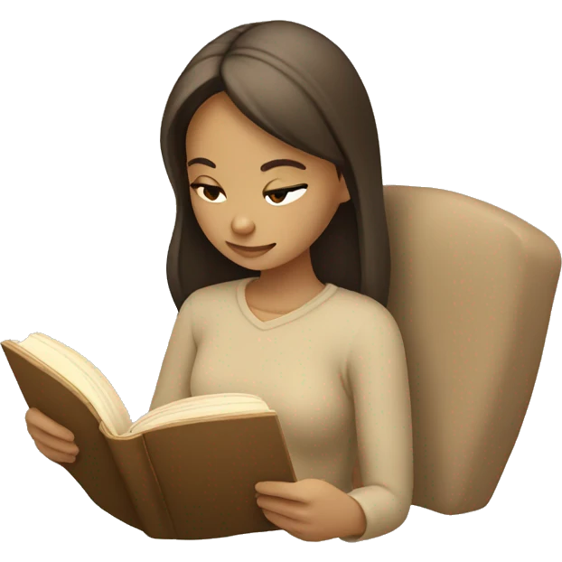 Girl reading a book. In beige tones  emoji