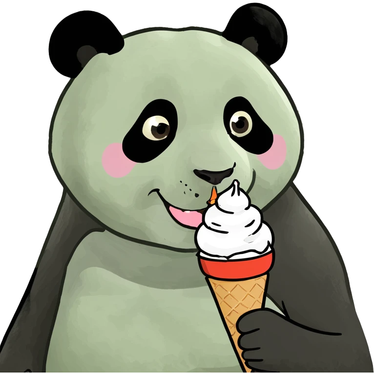Panda eating ice cream emoji